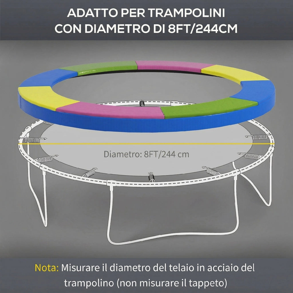 Copertura Tappeto Elastico ?244x30 cm Pieghevole e Portatile, in Plastica, PE e Schiuma, Multicolore