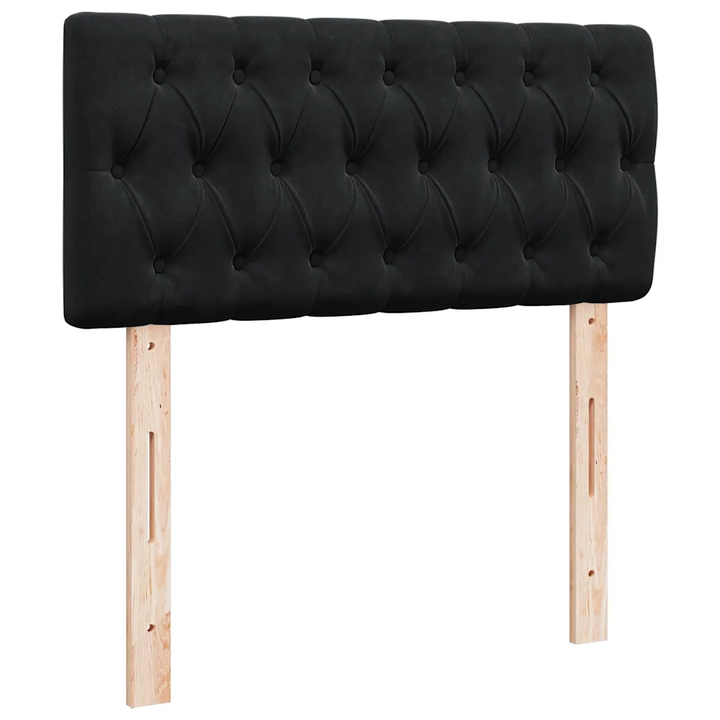Giroletto a Molle con Materasso Nero 90x200 cm in Velluto