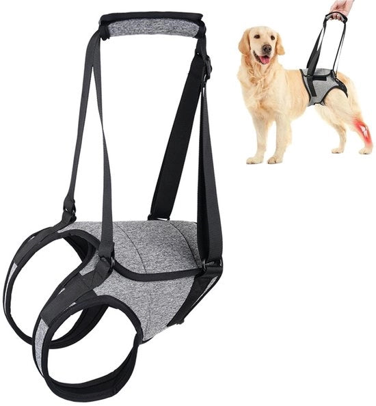 Harnas per cani adattabile - Aiutare al traino per cani - Antitricone per cani - Adatto per cani grandi - Materiale: Poliestere - Lunghezza della coda 62-76 cm - Attrezzo per cani