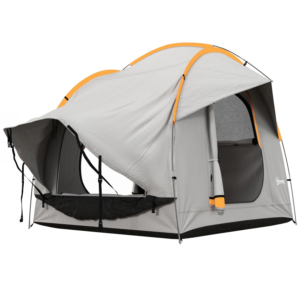 Tenda Garage Auto Impermeabile ¨C Xylo ¨C 3 Porte, PE Poliestere Fibra Vetro, 239x210x210 cm, Grigio Arancione