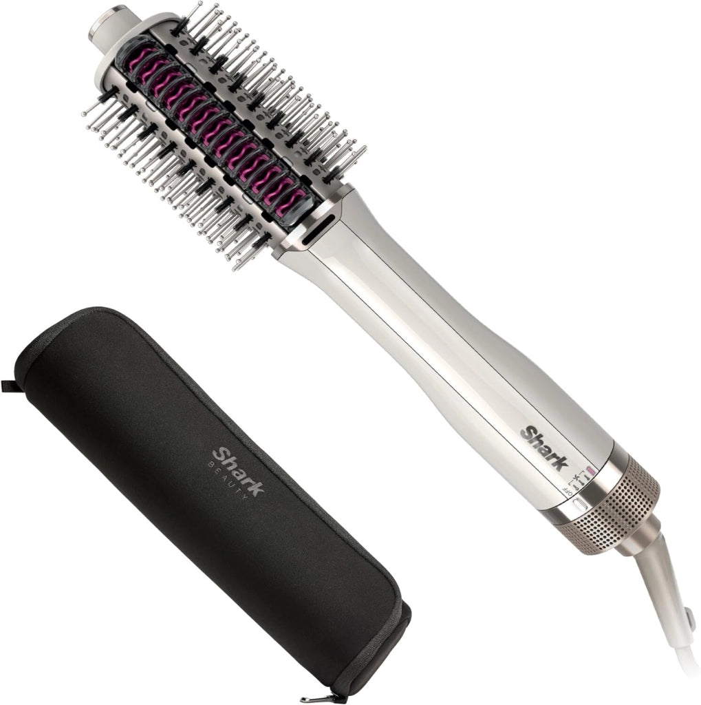 Shark HT212EU SmoothStyle Spazzola ad aria calda 900 W con Pettine Lisciante in Ceramica e Setole di Cinghiale e Nylon colore Bianco