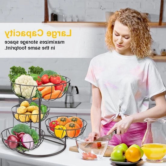 Fruitetagère con 4 livelli metallica fruitiera rimovibile 4 livelli di conservazione verdure per il piano di lavoro snack per la cucina pane verdure - marrone