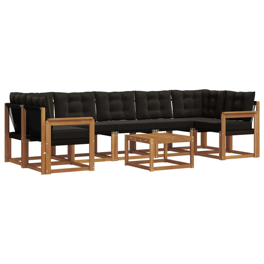 Set di divani da esterno con cuscino 8 pcs Naturale e Nero 3368491