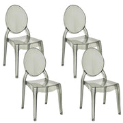 Set di 4 sedie da pranzo nere trasparenti in materiale sintetico con schienale solido senza braccioli impilabili dal design moderno vintage