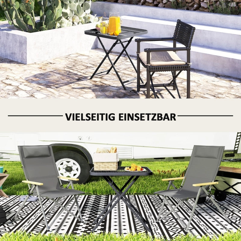 Tavolo da giardino pieghevole 70 x 70 cm; tavolo da balcone impermeabile in acciaio con design ritagliabile; tavolo da pranzo all'aperto; tavolino laterale quadrato; tavolo da patio per terrazza giardino balcone nero