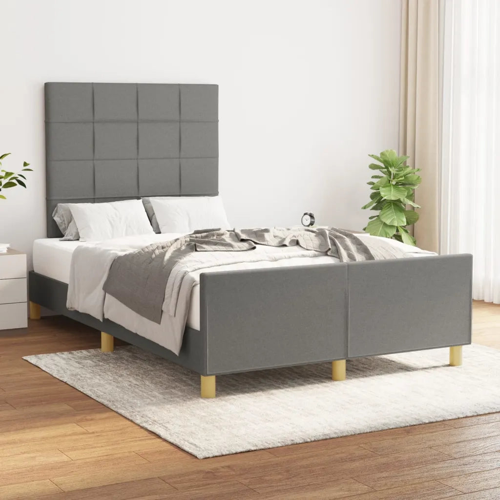 Letto matrimoniale | Letto per adulti | Giroletto senza Materasso Grigio Scuro 120x190 cm in Tessuto