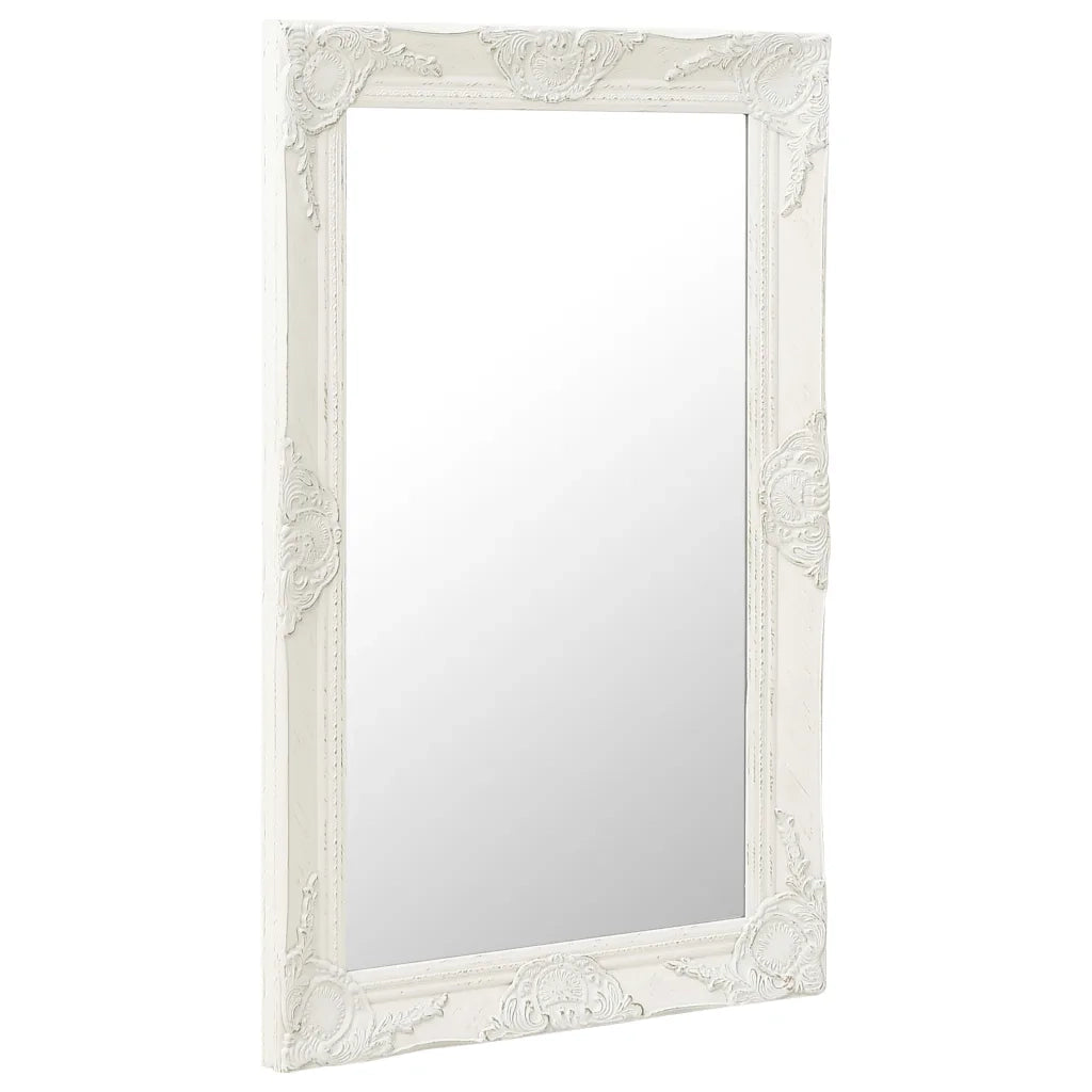 Specchio da Parete Stile Barocco 50x80 cm Bianco 320320