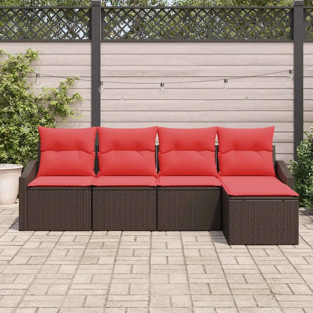 Set di divani 5 pz Marrone polyrattan 3346684