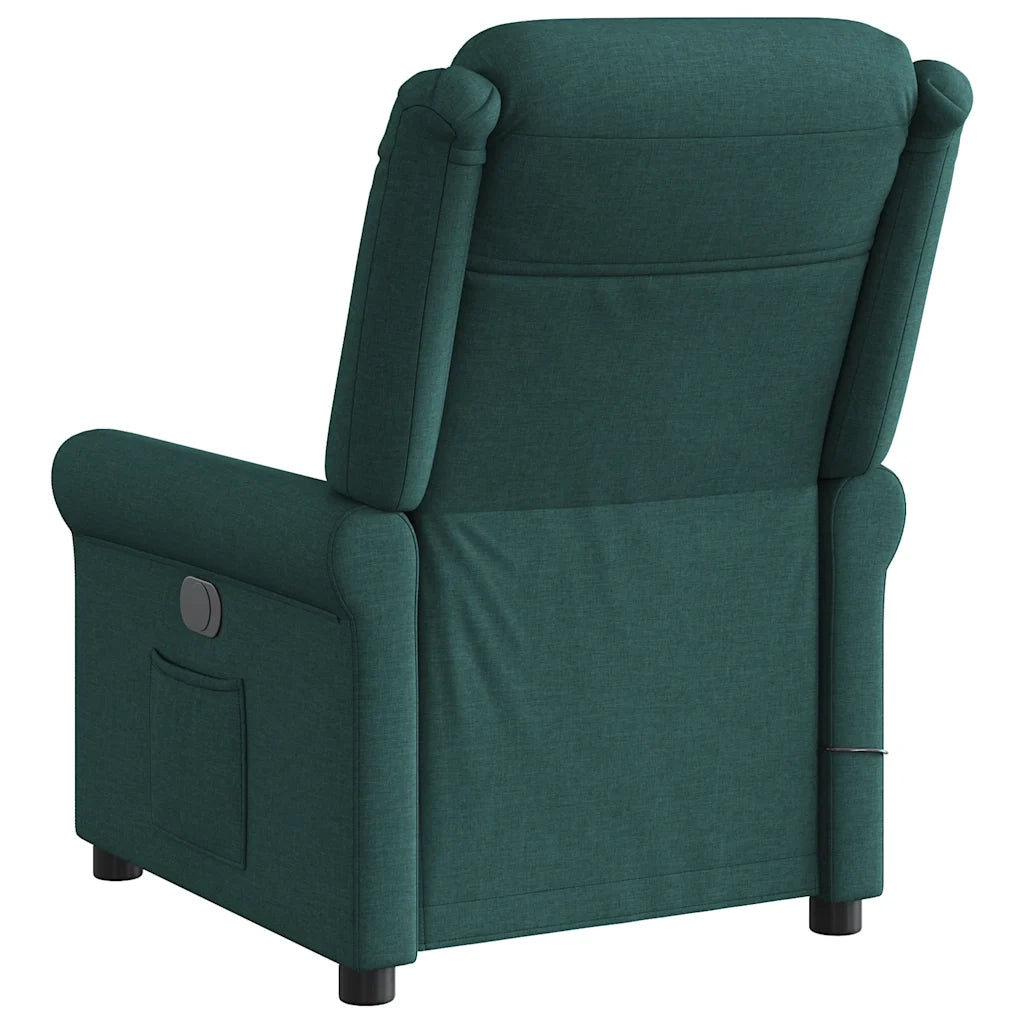 Poltrona Massaggiante Reclinabile Verde Scuro in Tessuto 4015652