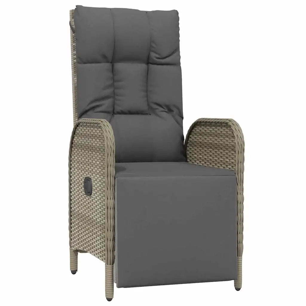 Set da Pranzo per Giardino con cuscino 5 pcs Grigio polyrattan