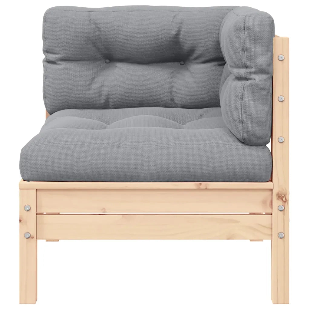 Divano da Giardino a 2 Posti con Cuscini Grigi Massello di Pino 806645