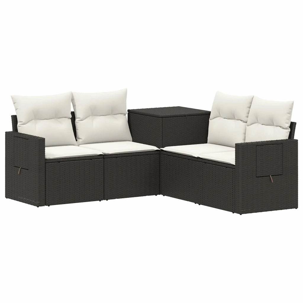 Set di divani 5 pz Nero e Bianco Crema 3447872
