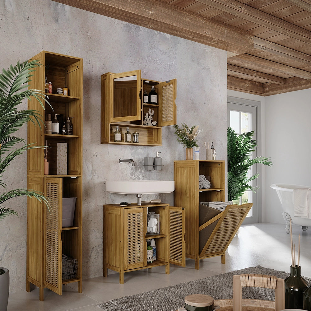 Vicco Set di mobili da bagno Bambù 4 parti