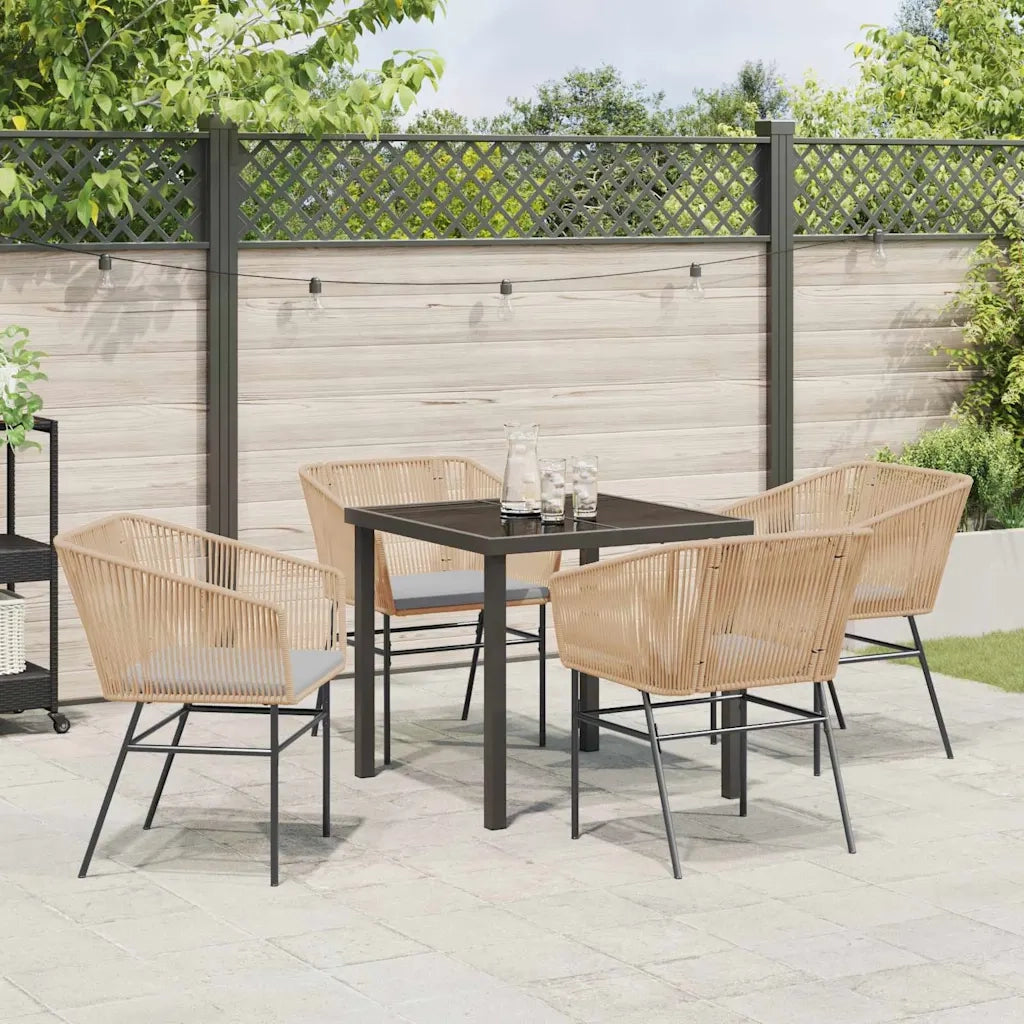 Set da Pranzo per Giardino con cuscino 5 pcs Marrone