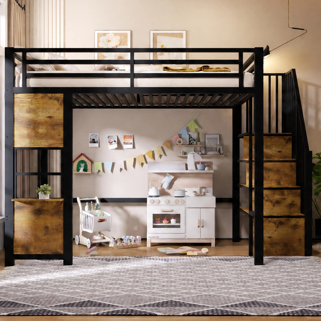 letto a castello metallo e mdf nero 140 x 200 cm
