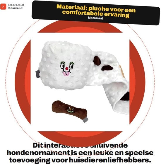 Set di accessori per cani interattivi - Ornamenti con naso che si muove - Set di accessori per gabinetto per cani in peluche - Set multifunzionale - Leggero e facile da trasportare - Incluso contenitore per carta struccata - Giocattolo per cani