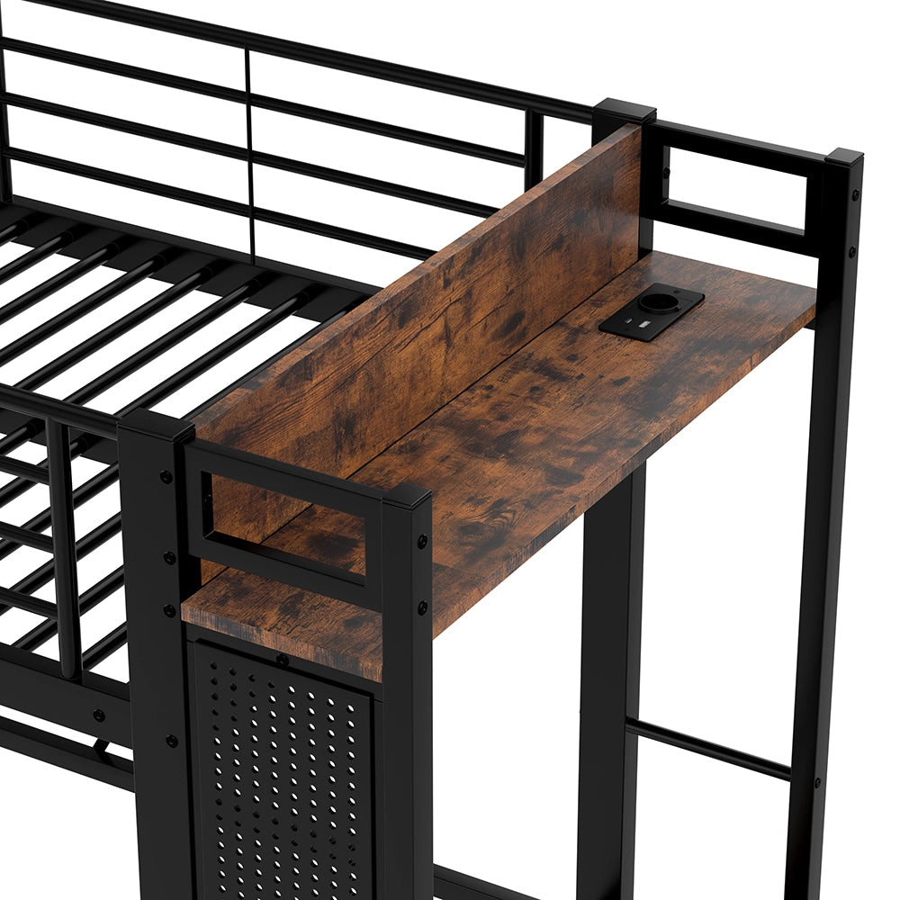 Letto a soppalco - Xylo - 90x200 cm 4 cassetti USB nero