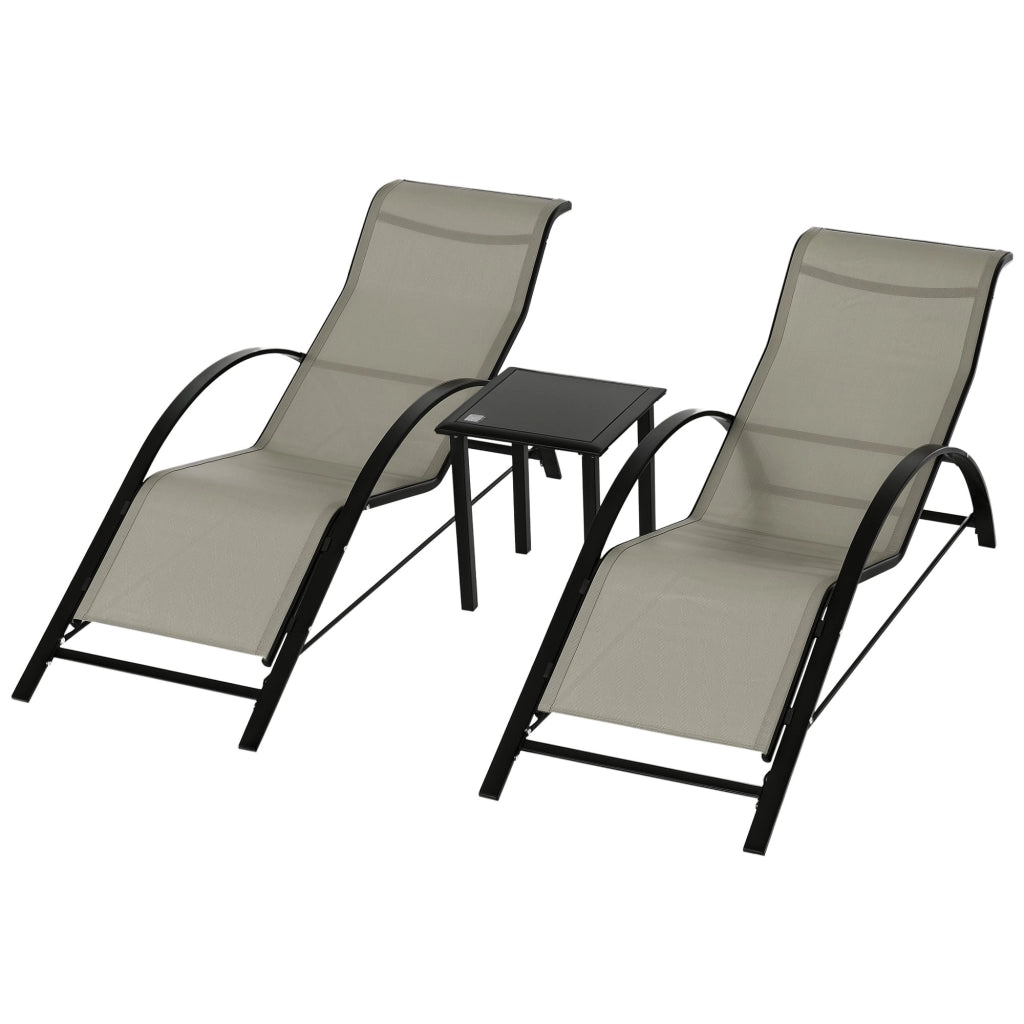 Set 2 Lettini Sole e Tavolino ¨C Zephmum ¨C Grigio e Nero
