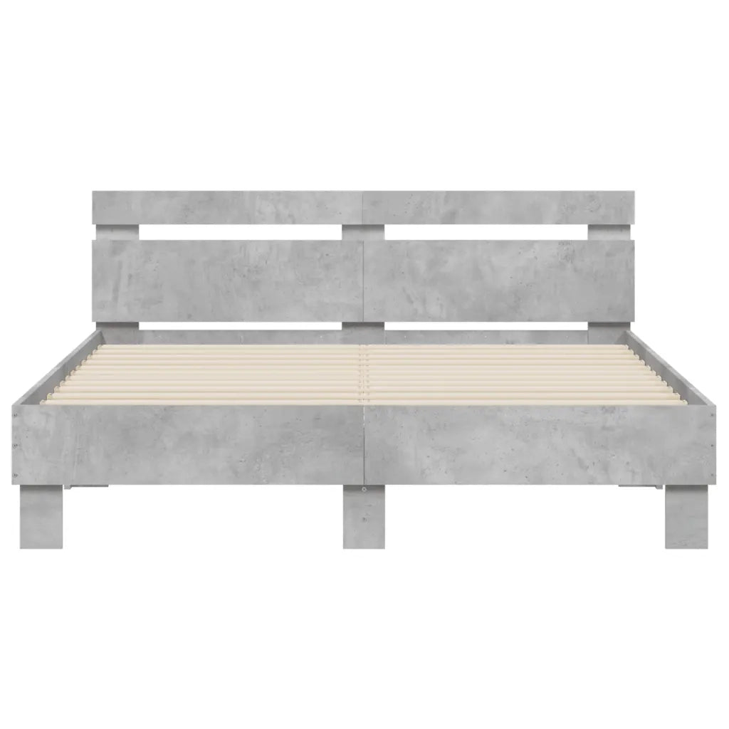 Giroletto con Testiera e LED Grigio Cemento 150x200 cm 3207542