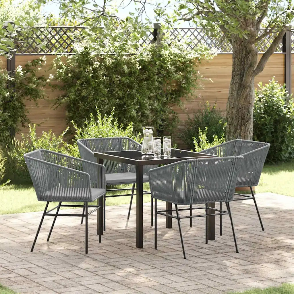 Set da Pranzo per Giardino con cuscino 5 pcs Grigio