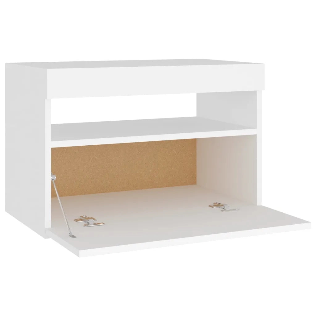 Comodini | Armadio da Notte | Mobiletto da notte con Luci LED Bianco 60x35x40 cm in Legno Multistrato