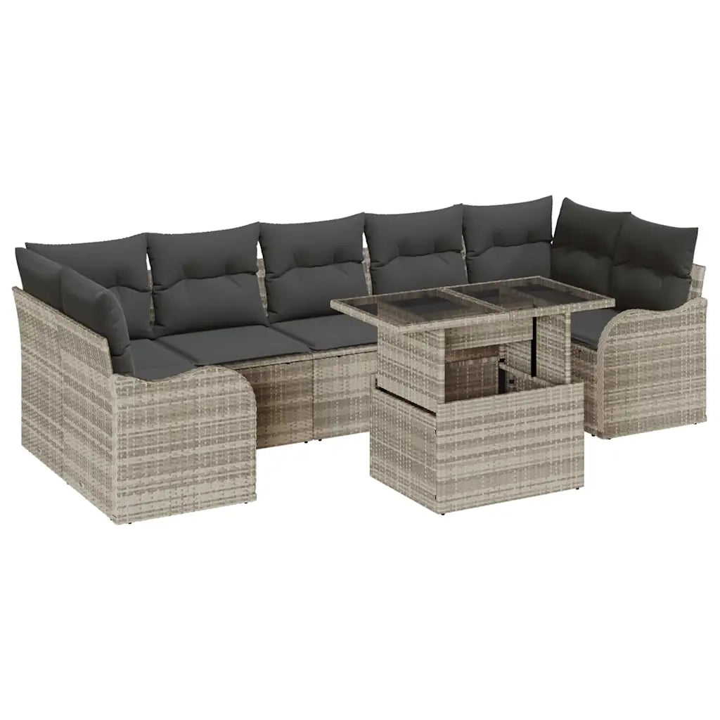 Set Divano da Giardino con cuscino 8 pcs Grigio chiaro 3357155