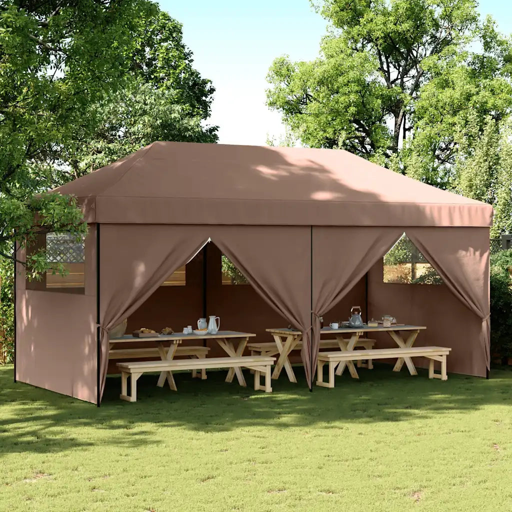 Tendone per Feste Pieghevole Pop-Up con 4 Pareti Marrone 4004956