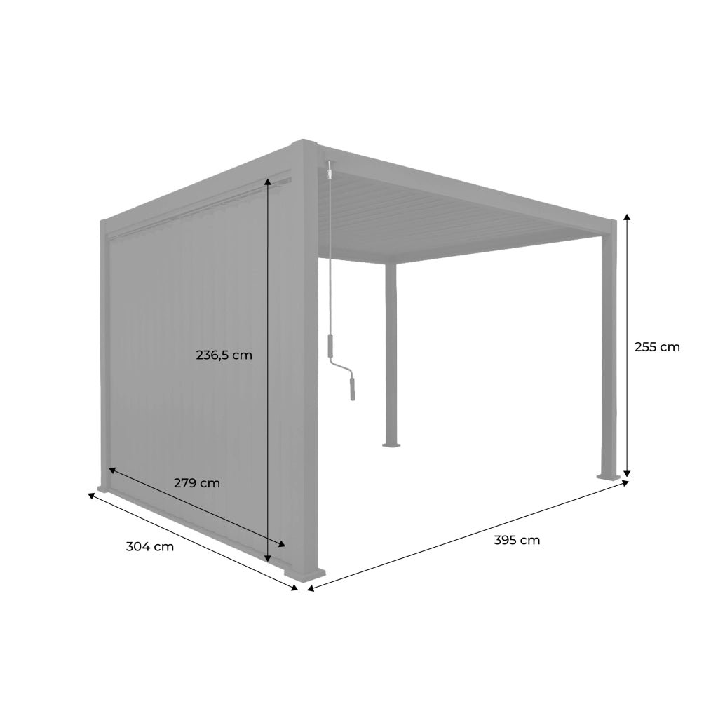 Pergola bioclimatica 3x4m in alluminio  + pannello verticale 3m,