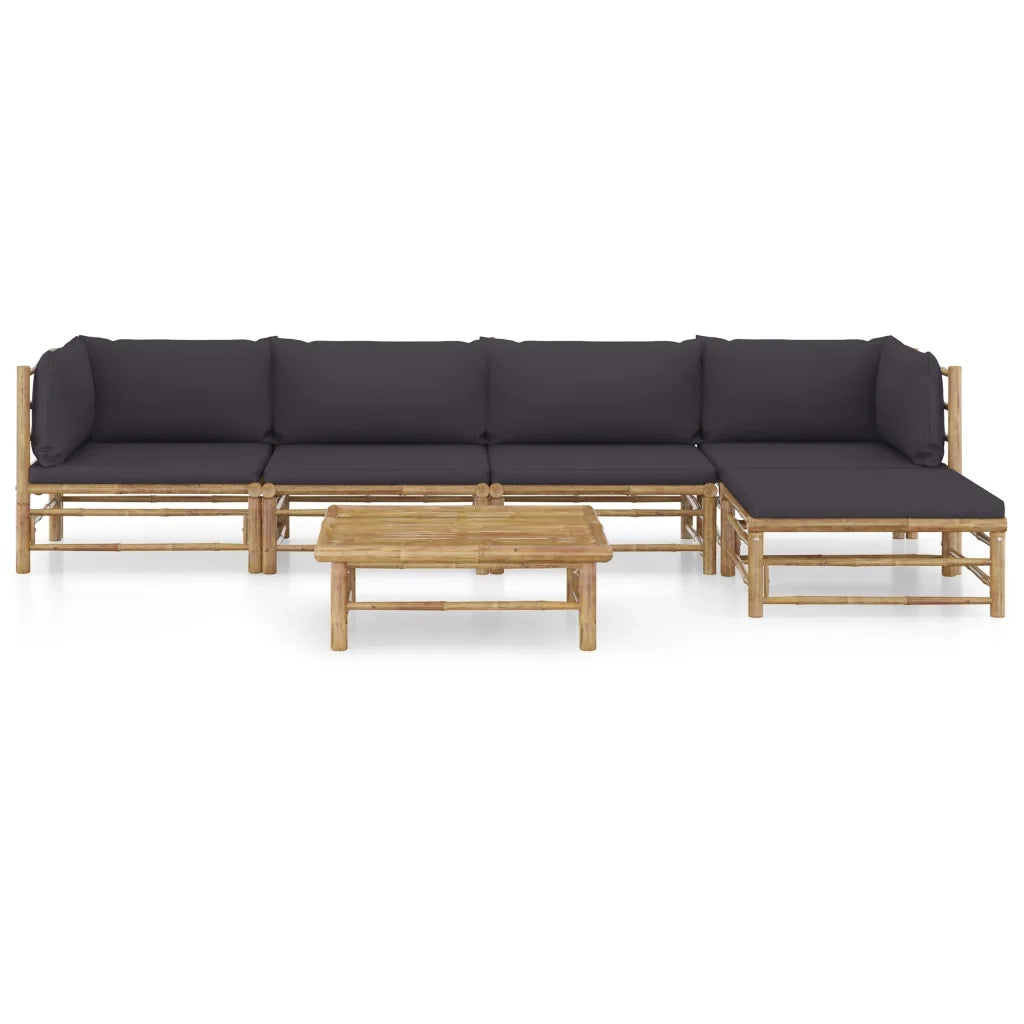 Set Divani da Giardino 6 pz con Cuscini Grigio Scuro in Bambù 3058198