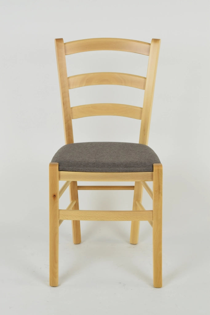 Set 4 Sedie Venice Tommychairs, struttura in faggio verniciata in color naturale e seduta rivestita in tessuto capriolo