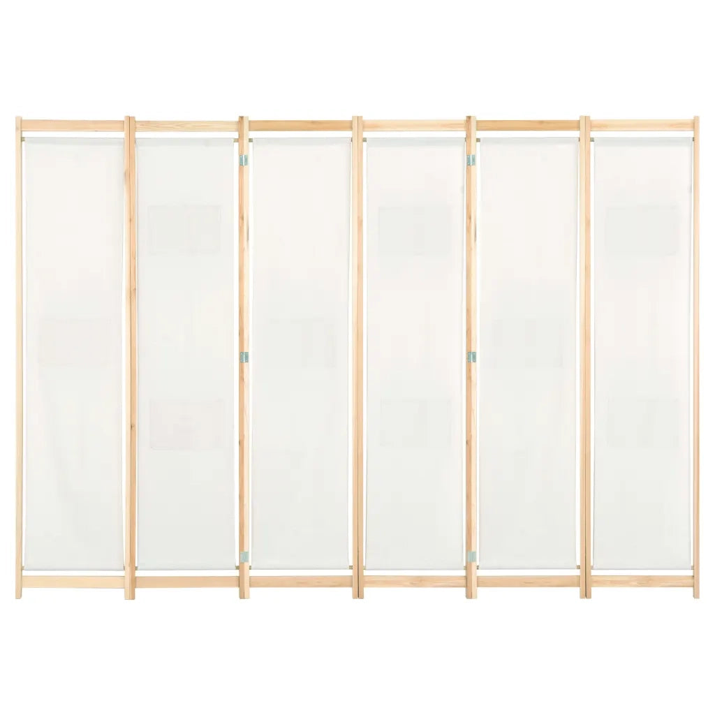 Divisorio a 6 Pannelli 240x170x4 cm in Tessuto Crema 248174