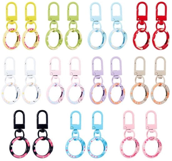 Chiavi a serraglio 22 pezzi - O-ring resistenti alla torsione - Guscio di tartaruga - Lega di alluminio per backlak - Serrature - Scatola di ripostiglio trasparente - Chiave a molla con anello di chiusura