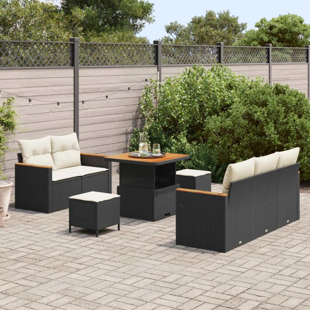 Set Divano da Giardino 8 pcs Nero polyrattan 3362855