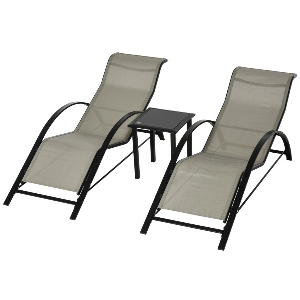 Set 2 Lettini Sole e Tavolino ¨C Zephmum ¨C Grigio e Nero
