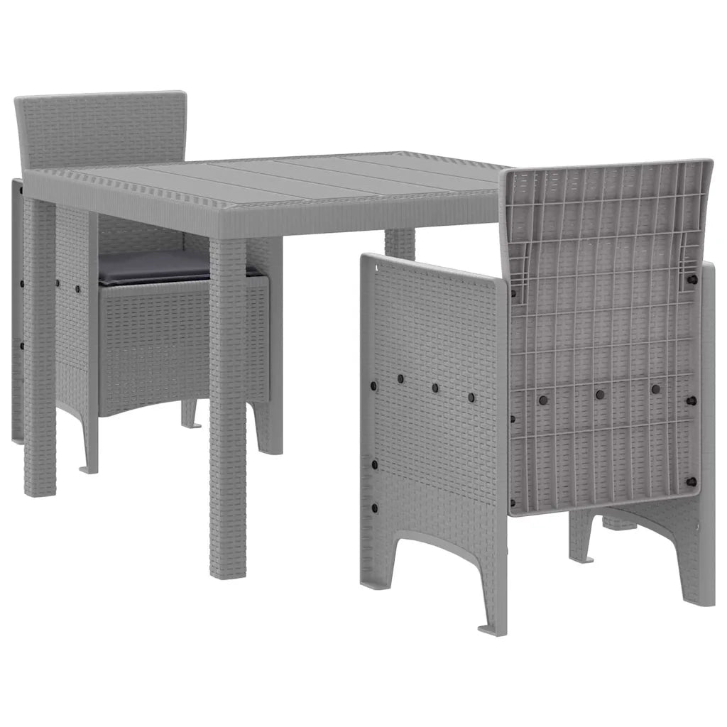 Set da Pranzo per Giardino 3 pcs Grigio chiaro Polipropilene 3378690