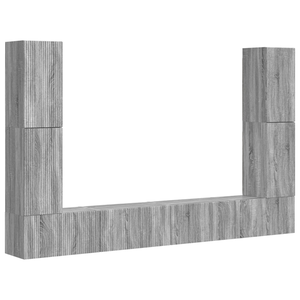 Set mobile TV 8 pcs Grigio Sonoma Legno multistrato 3409138