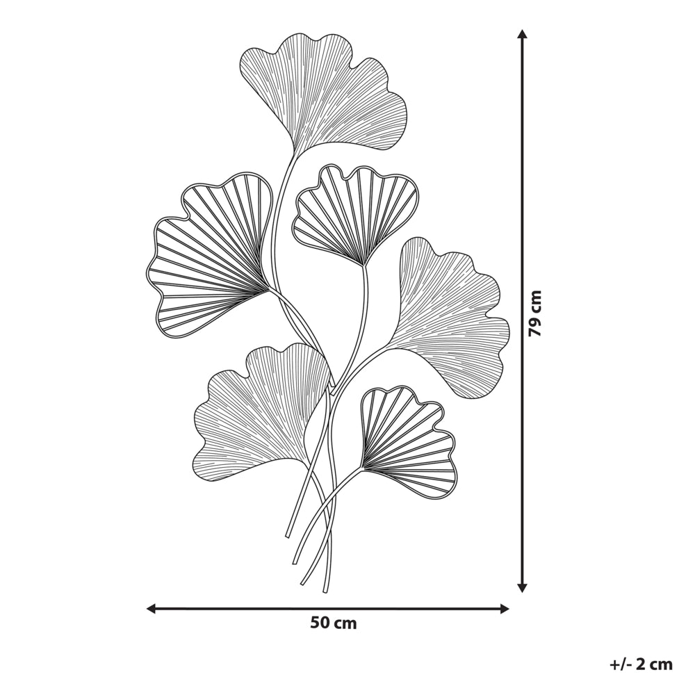 Decorazione da parete Metallo Dorato 79 cm Foglie arte da parete Motivo Naturale Accessorio Moderno