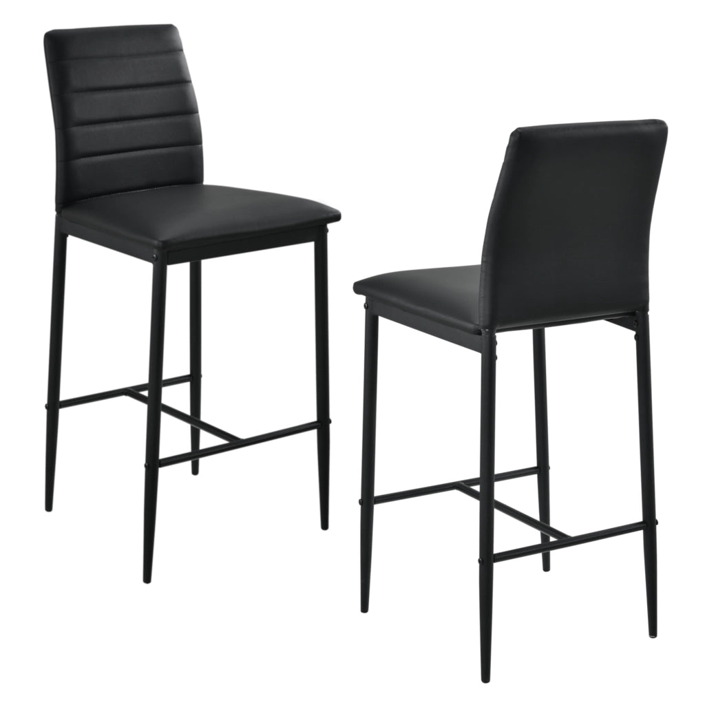 Set Lidköping di 2 Sgabelli da Bar con Schienale - Nero [en.casa]