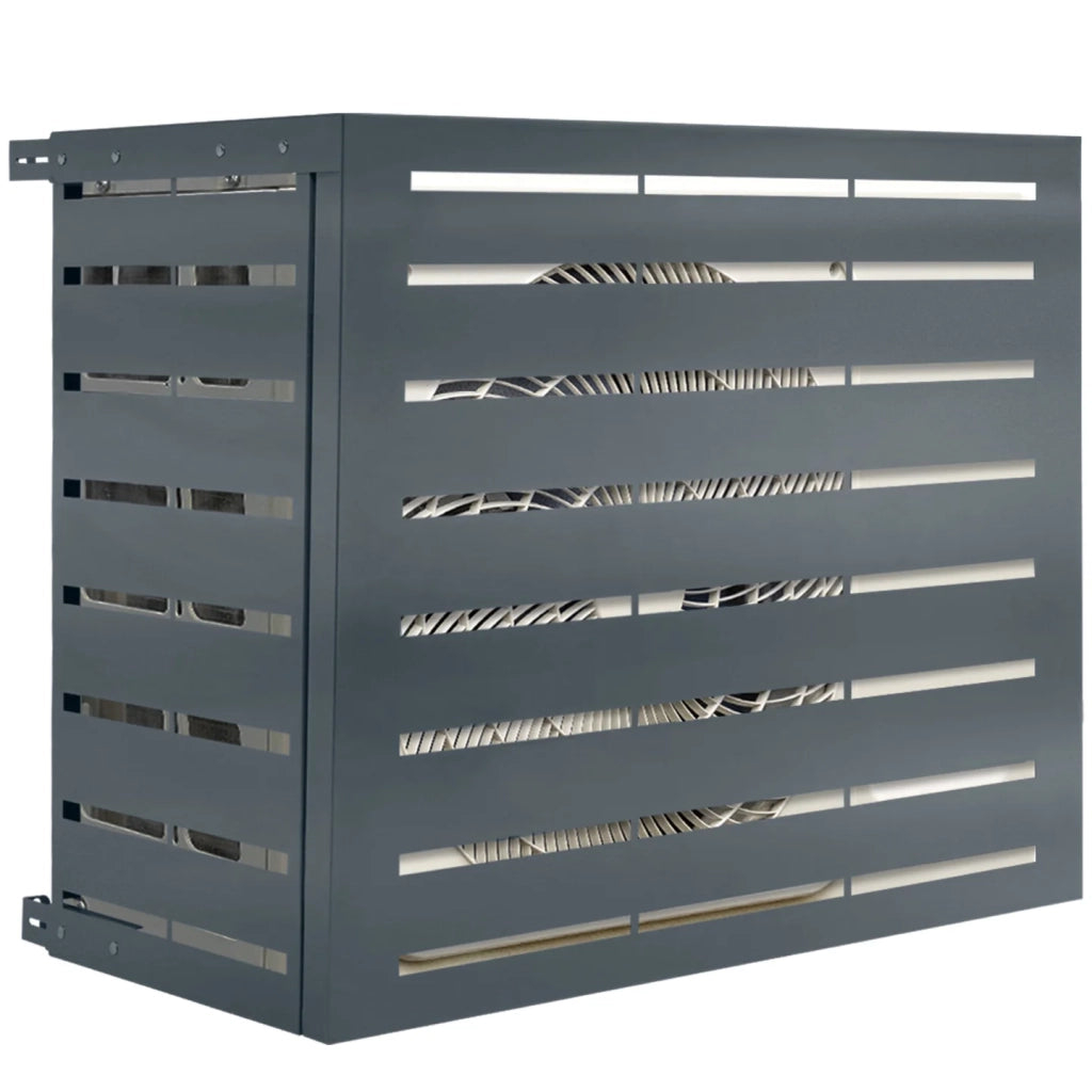 IDMarket - Copertura per climatizzatore 95 x 50 x 80 cm in metallo grigio antracite, protezione per l'unità esterna della pompa di calore