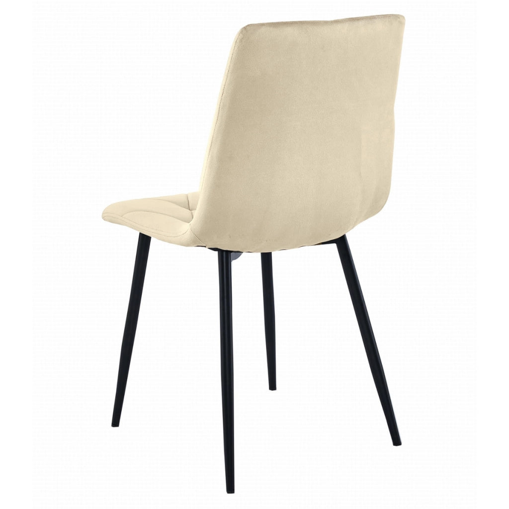 Sedia Libra in velluto beige con gambe nere