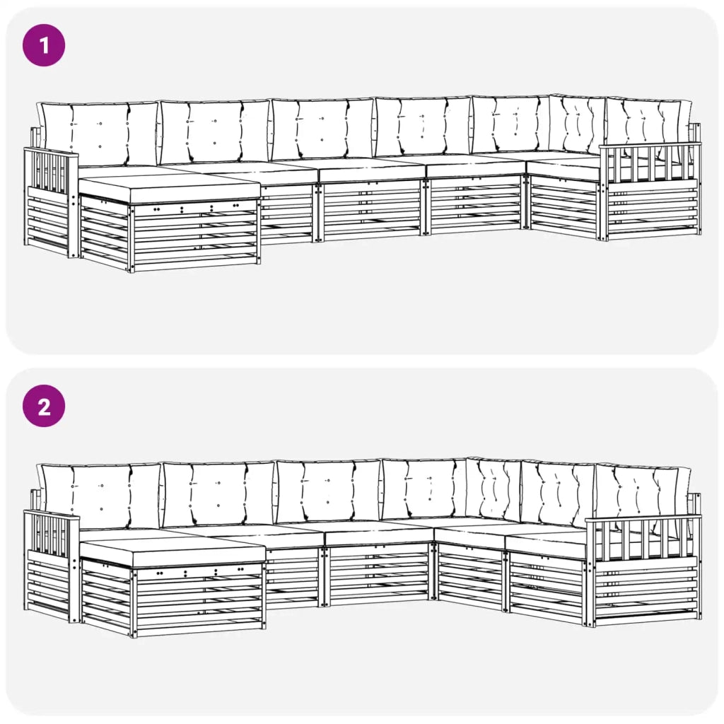 Set di divani da esterno con cuscino 7 pcs Bianco e Beige 3390838