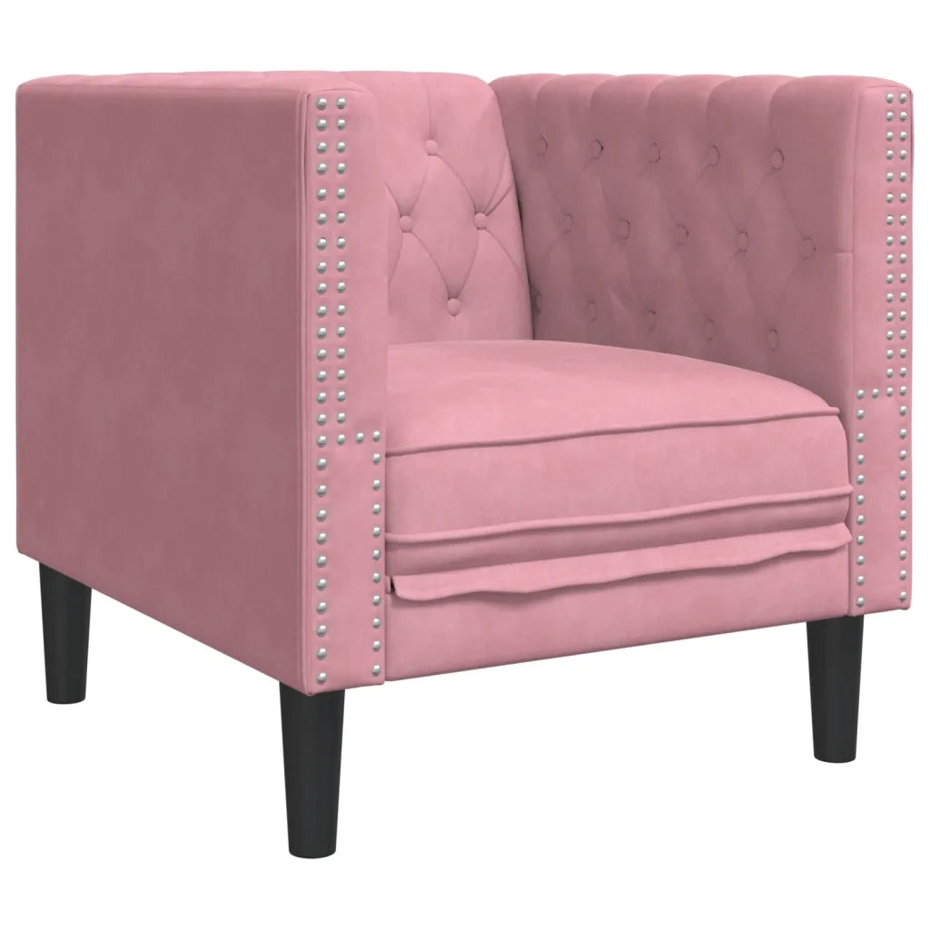 Poltrona | Sedia Relax Chesterfield Rosa in Velluto