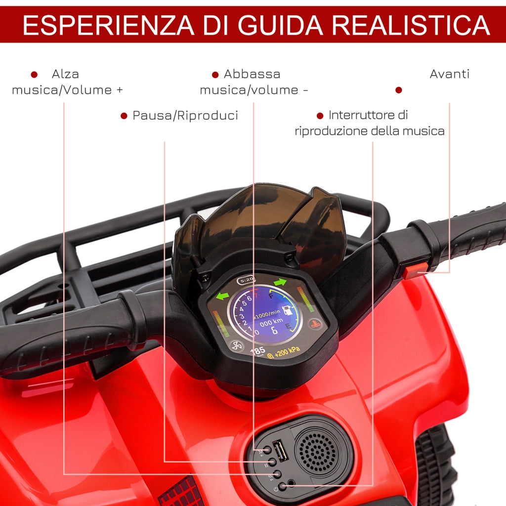 Quad Elettrico per Bambini ¨C Zephmum ¨C Rosso 70x42x45cm