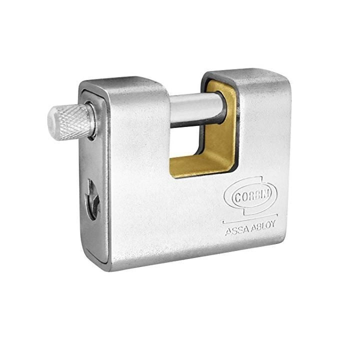 Corbin PL2118000 Lucchetto Corazzato a Chiave Uguale Corpo in Ottone e Carcassa in Acciaio Carbonitrurato Croma 81 mm colore Cromato