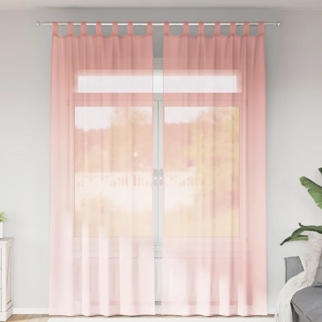 Tende in Voile con Tasche per Aste 2 pz Rosa