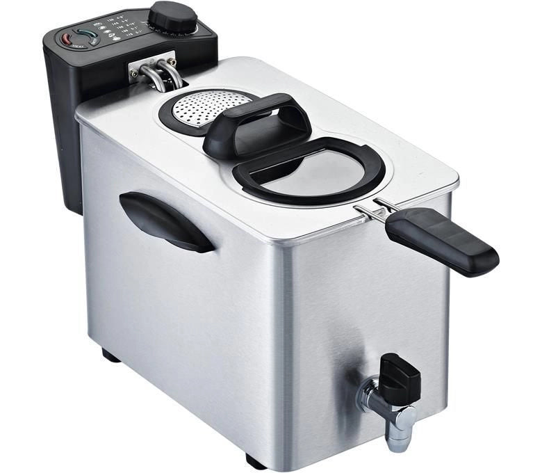 RGV FR TYPE4L Friggitrice Elettrica 4 L 2500 W Acciaio Inox Rubinetto Scarico Olio colore Nero