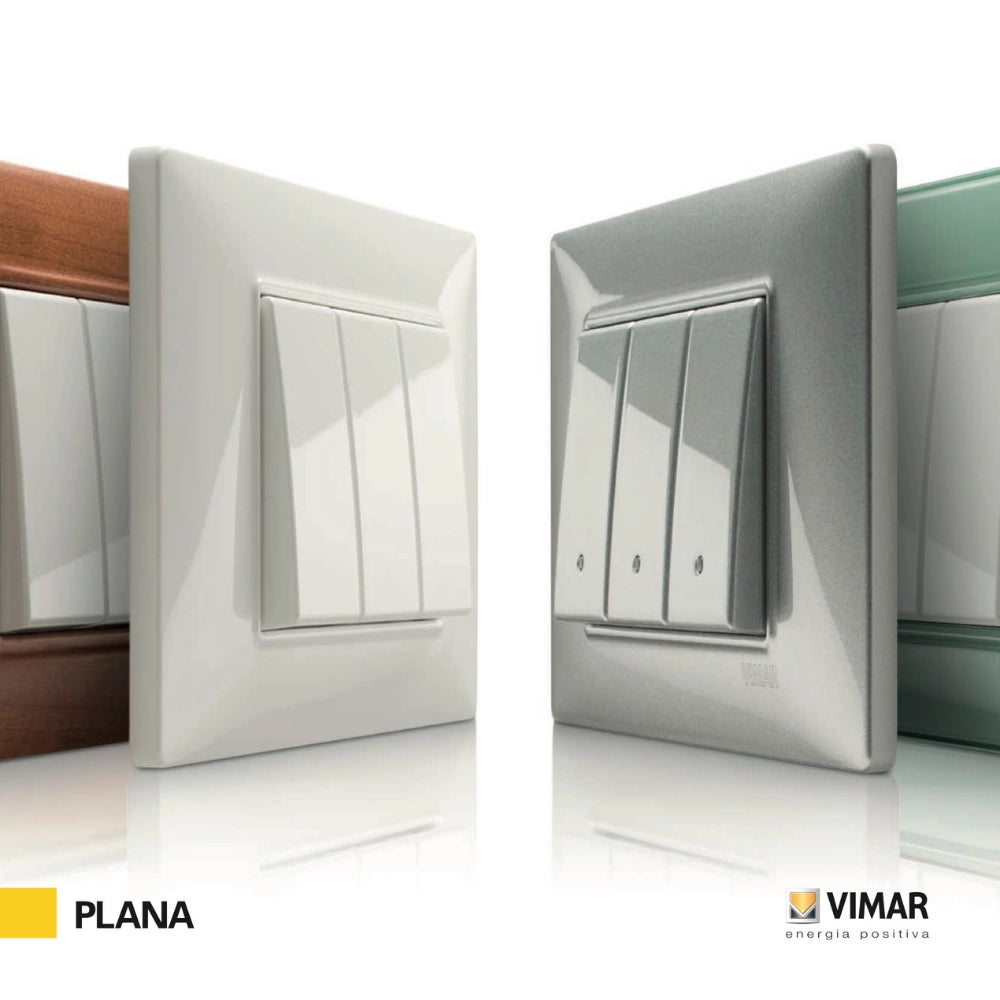 Placca classica 4 moduli serie plana vimar 14654 *** colore bianco, confezione 1
