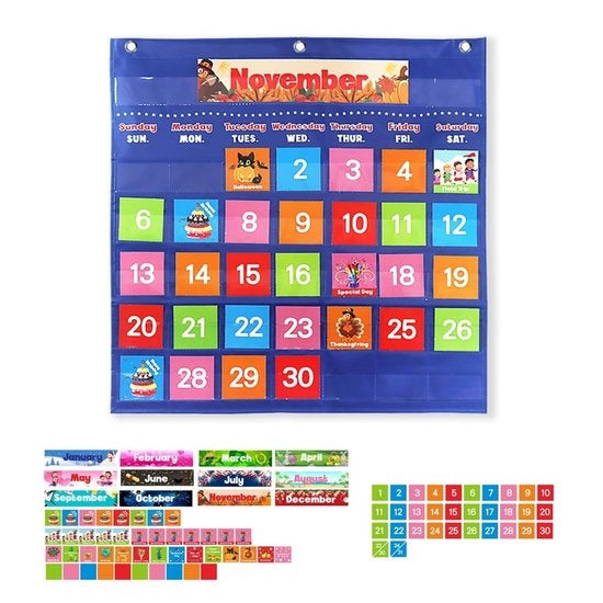 Pianificatore di Attività Calendario Mensile - 88 Carte - Nylon Duraturo - Decorazione per Feste - Giocattolo Educativo - Facile da Appendere - Calendario a Sfregio