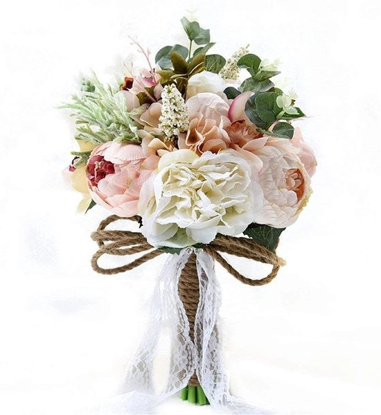 Boeket di Kunstbloemen per la Sposa - Fiori d'Arte per la Sposa Ragazza - Fiori d'Arte con Tessuti - Decorazione per la Casa - Giorni Speciali - Sempre Belli e Duraturi - Boeket di Fiori d'Arte