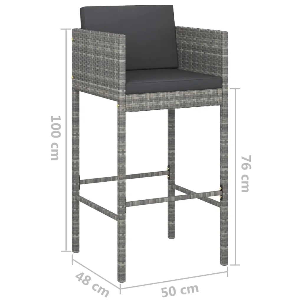 Sgabelli da Bar 4 pz con Cuscini Grigi in Polyrattan 316661